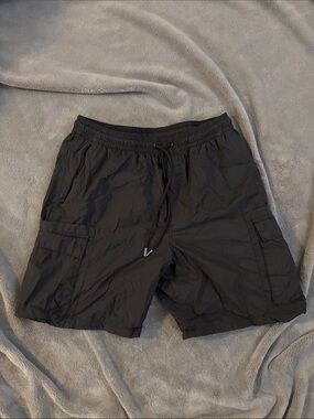 Men's Black Cargo Shorts with Drawstring Waist